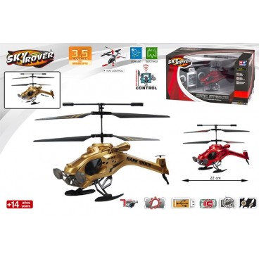 HÉLICOPTÈRE R/C 22CM/ 3 CAN/ GYRO/ DARK STEALTH - SKY ROVER ( 4 PIECES)