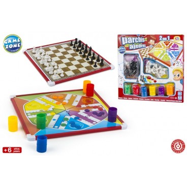 JEU PETIT CHEVAL 6P / ÉCHEC 32X32 CM - GAME ZONE ( 12 PIECES)
