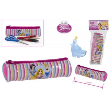 ÉTUI PORTE-TOUT ROND - PRINCESSES - 22X6X6CM ( 48 PIECES)