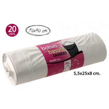 2006829 SAC POUBELLE 20U. (70X90CM) BLANCHE (20 PIECES)