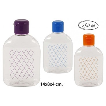 2006914 BOUTEILLE FLASQUE PET FLIP-TOP 250ML DECORE (12 PIECES)