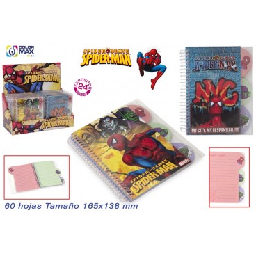 CAHIER SPIRALE 165X138 MM 60 FEUILLES - SPIDERMAN ( 48 PIECES)