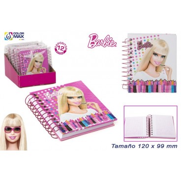 CAHIER 120X99 MM COUVERCLE RIGIDE - BARBIE - 2 ASS ( 48 PIECES)