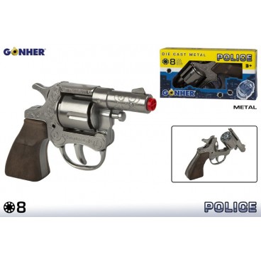 REVOLVER POLICE 8 TYRS - MÉTALISÉ ( 24 PIECES)