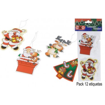 SET 12 ÉTIQUETTES DE CADEAU NÖEL - ASSORTI