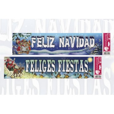 ETIQUETTES FENÊTRE 15X58 CM JOYEUX NOËL / BONNE FÊTE