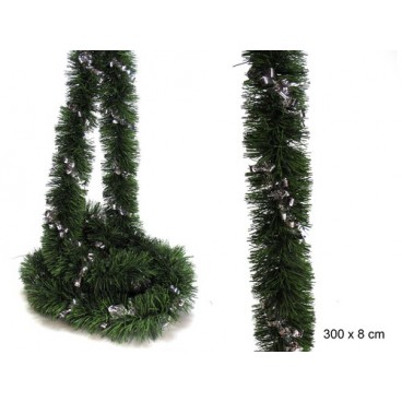 2008623 GUIRLANDE VERT-ARGENT 300X8CM (12 PIECES)
