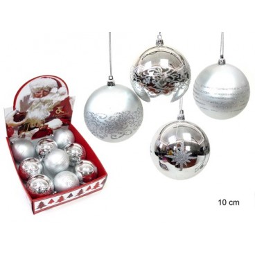 2008796 BILLES D‚COR‚E ARGENT PLASTIQUE 10CM (36 PIECES)
