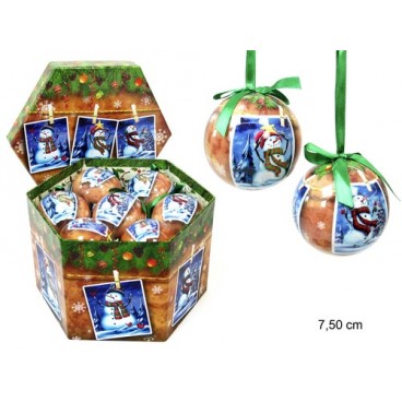 2008804 14 BRUN BOULES DE BONHOMME DE NEIGE 7.5CM (12 PIECES)