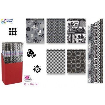 GW-12780 ROULEAU PAPIER 70X200 CM - B & W - 5 ASS - DISP 50 ( 50 PIECES)