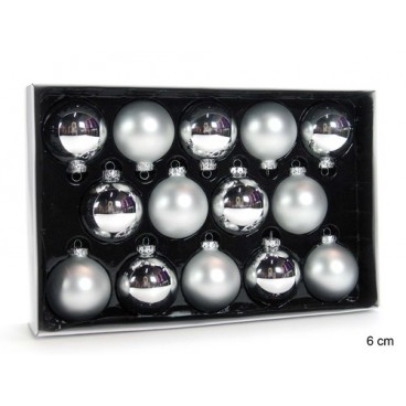 2008865 14 MATE ET LISSE CRISTAL D'ARGENT BALLE 6CM (20 PIECES)