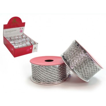 2008988 RUBAN EN OSIER ARGENT 270X3.80CM (60 PIECES)