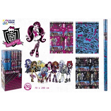 ROULEAU PAPIER CADEAU 70X200 CM - MONSTER HIGH - DISP 50 ROU ( 50 PIECES)