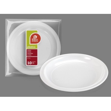 2009369 S/10 ASSIETTE PLATE PLASTIQUE BLANC (60 PIECES)