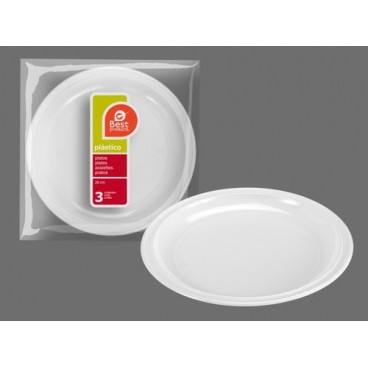 2009370 S/3 ASSIETTE PIZZA PLASTIQUE BLANC (60 PIECES)