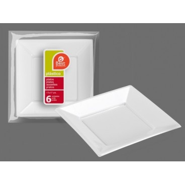 2009373 S/6 ASSIETTE PLATE CARRÉ PLASTIQUE (60 PIECES)