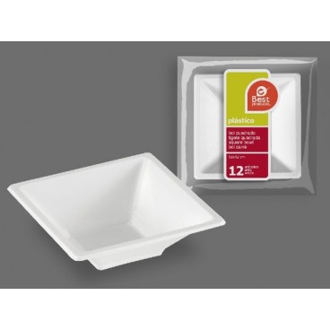 2009377 S/12 BOL CARRÉ PLASTIQUE BLANC (60 PIECES)