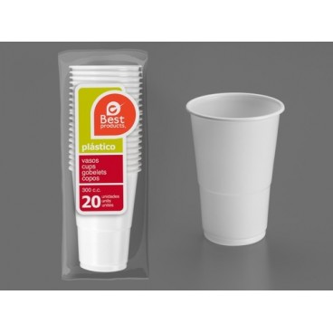 2009381 S/20 VERRE 300 CC PLASTIQUE BLANC (120 PIECES)