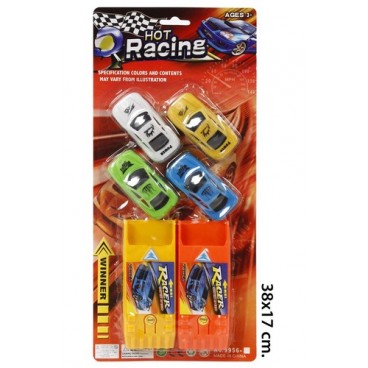 2020050 JU8402 BLIST. 4 COCHES Y 2 LANZAD. (72 PIECES)
