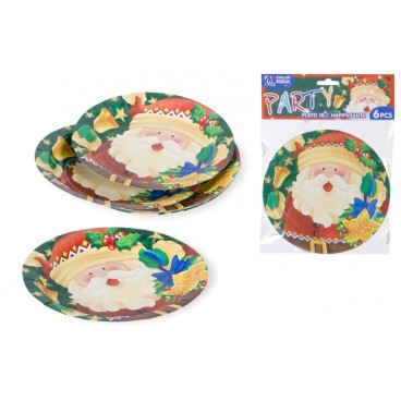 SET 6 ASSIETTES D18 HAPPY SANTA - 2 ASS