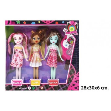 2020161 JU8316 CAJA 3 MUÑECAS GOTICAS (24) (24 PIECES)