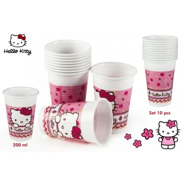 83185-PACK 10 VERRES 200ML - HELLO KITTY ( 24 PIECES)