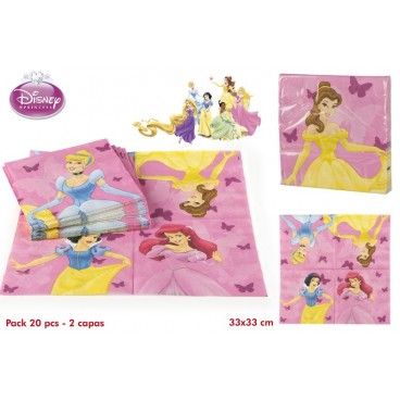9530-PACK 20 SERVIETTES 33X33CM - PRINCESSES ( 30 PIECES)