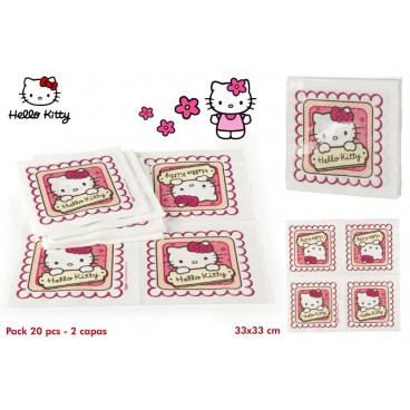 82782-PACK 20 SERVIETTES 33X33CM - HELLO KITTY ( 30 PIECES)