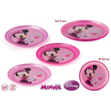 SET 3 ASSIETTES PLASTIQUE MINNIE ( 12 PIECES)
