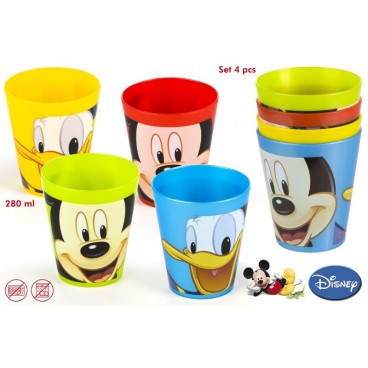 SET 4 VERRES PLASTIQUE 280ML MICKEY