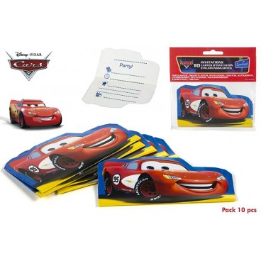 83180-PACK 10 INVITATIONS - CARS ( 24 PIECES)