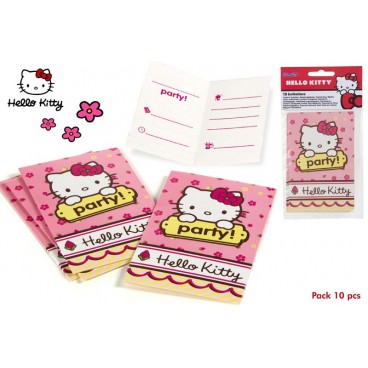 83184-PACK 10 INVITATIONS - HELLO KITTY ( 24 PIECES)