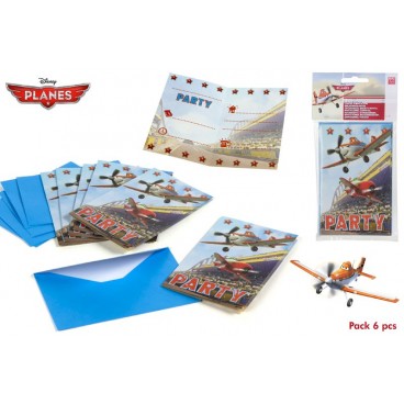82757- PACK 6 INVITATIONS AVEC ENVELOPPE - PLANES ( 24 PIECES)