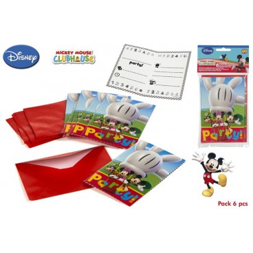 6337-PACK 6 INVITATIONS AVEC ENVELOPPE - MICKEY ( 24 PIECES)