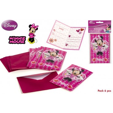 6354-PACK 6 INVITATIONS AVEC ENVELOPPE - MINNIE ( 24 PIECES)