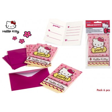 82780-PACK 6 INVITATIONS AVEC ENVELOPPE - HELLO KITTY ( 24 PIECES)