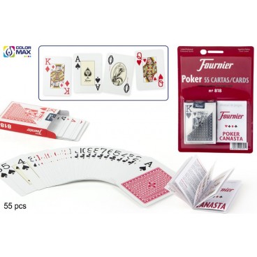 BLISTER JEU DE POKER ANGLAIS NO 818 - 55 CARTES - FOURNIER ( 12 PIECES)