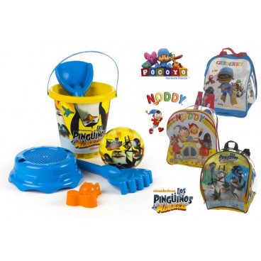 SAC À DOS AVEC ACCÉSSOIRES PLAGE - NOODY/POCOYO/PINGOUINS ( 14 PIECES)