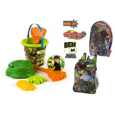 SAC À DOS AVEC ACCÉSSOIRES PLAGE - BEN10 / GEN REX /BEYBLADE ( 14 PIECES)