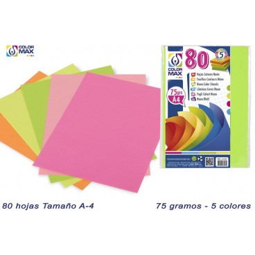 PACK 80 FEUILLES A4 75GRS - COULEURS CYBER ( 24 PIECES)
