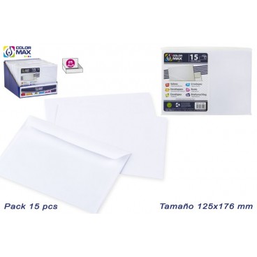 PACK 15 ENVELLOPPES BLANCHES 125X176 MM - DISPLAY 25 PACKS ( 100 PIECES)