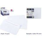 PACK 15 ENVELLOPPES BLANCHES 125X176 MM - DISPLAY 25 PACKS ( 100 PIECES)