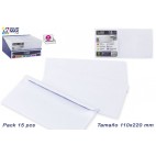 PACK 15 ENVELLOPPES BLANCHES 110X220 MM - DISPLAY 25 PACKS ( 100 PIECES)