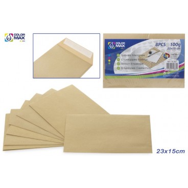 PACK 8 ENVELOPPES MARRON 23X15 CM - 100 GRS ( 48 PIECES)