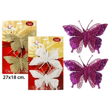 2052589 DECORATION NOEL - PAPILLON 2PC (48 PIECES)