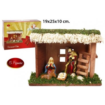 2052600 CRECHE NATIV.25X17 AVEC 5 SANTON (6 PIECES)