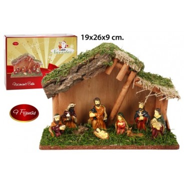 2052601 CRECHE NATIV.25X18 AVEC 9 SANTON (6 PIECES)