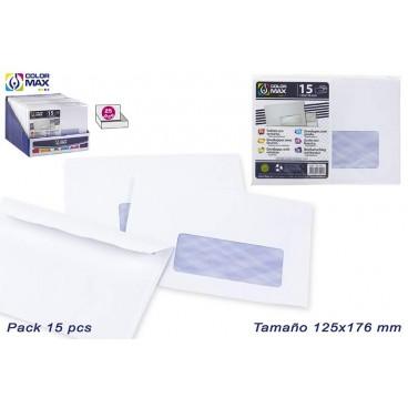PACK 15 ENVELLOPPES BLANCHES FENÊTRES 125X176MM - DISP 25 P ( 150 PIECES)