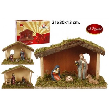 2052616 CRECHE NATIV.30X19 AVEC 4 SANTON (6 PIECES)
