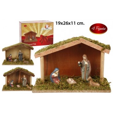2052617 CRECHE NATIV.25X16 AVEC 4 SANTON (6 PIECES)